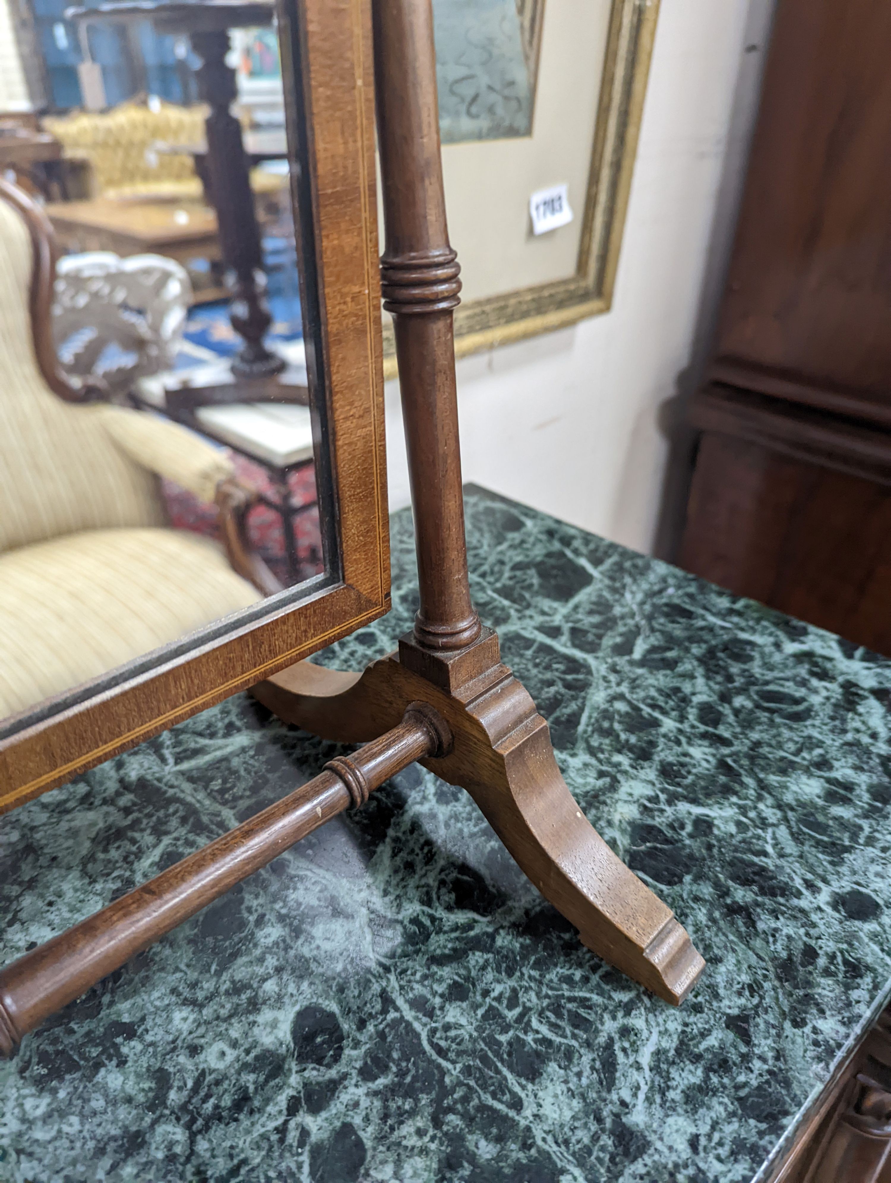 A Victorian mahogany toilet mirror, width 55cm